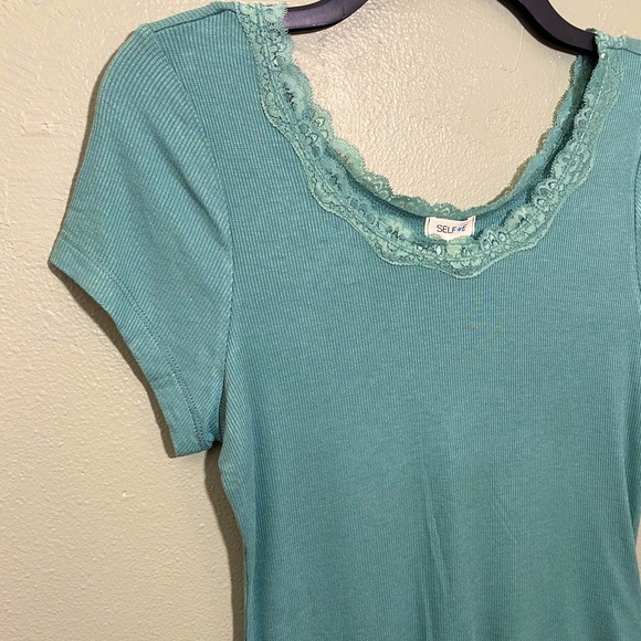 Lace-Trim Ribbed Tee - Picture 2 of 3